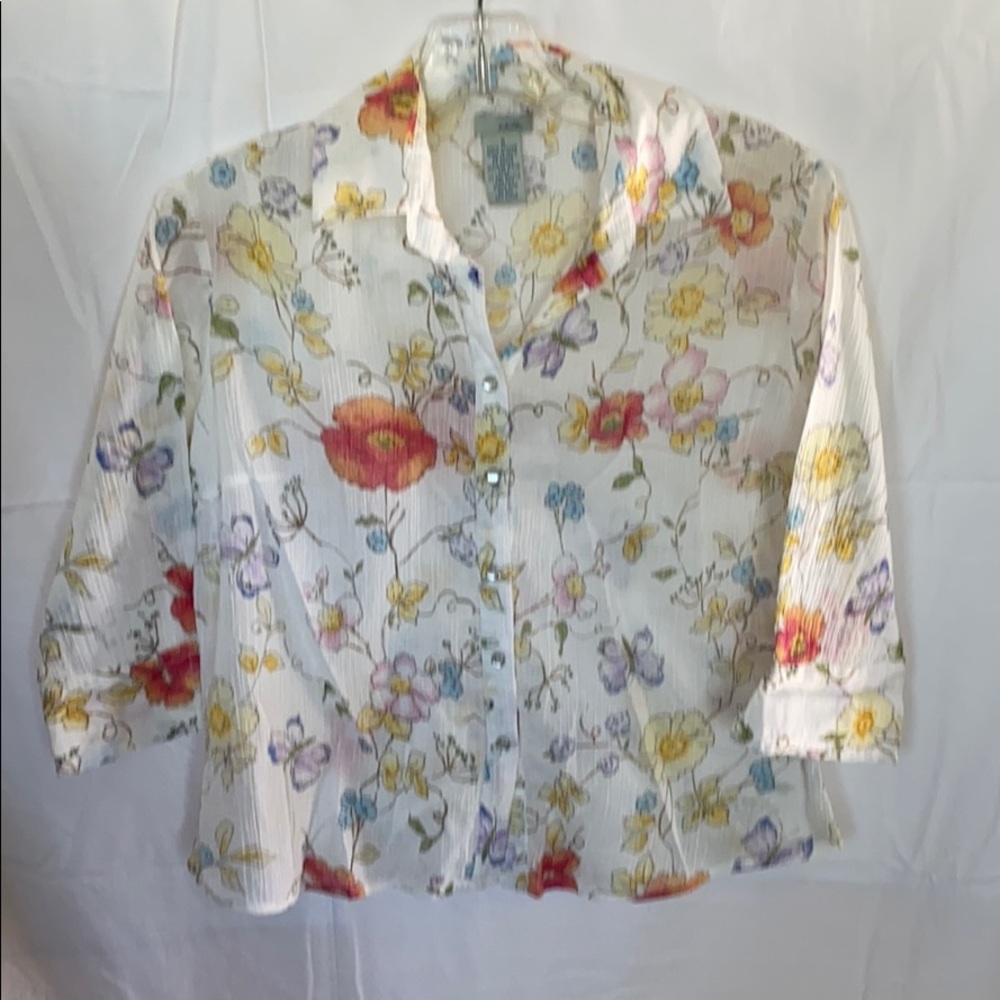 Odille sz 0 floral sheer shirt